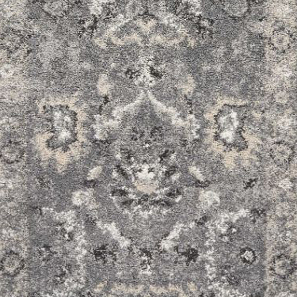 Homeroots 7' Gray Floral Worn Faded Runner Rug  Polypropylene 353870