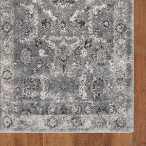 Homeroots 7' Gray Floral Worn Faded Runner Rug  Polypropylene 353870