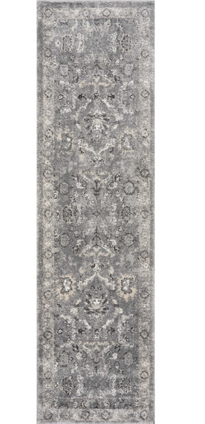 Homeroots 7' Gray Floral Worn Faded Runner Rug  Polypropylene 353870
