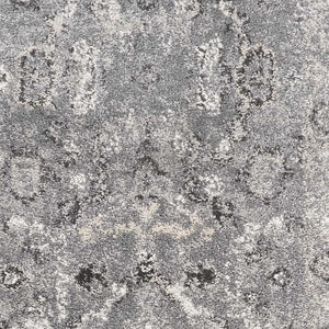 Homeroots 7' Gray Floral Worn Faded Runner Rug  Polypropylene 353870