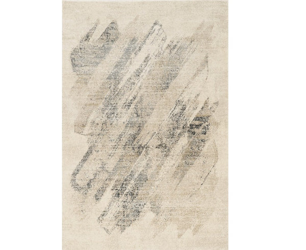 Homeroots 7' Gray And Ivory Abstract Runner Rug  Polypropylene 353875