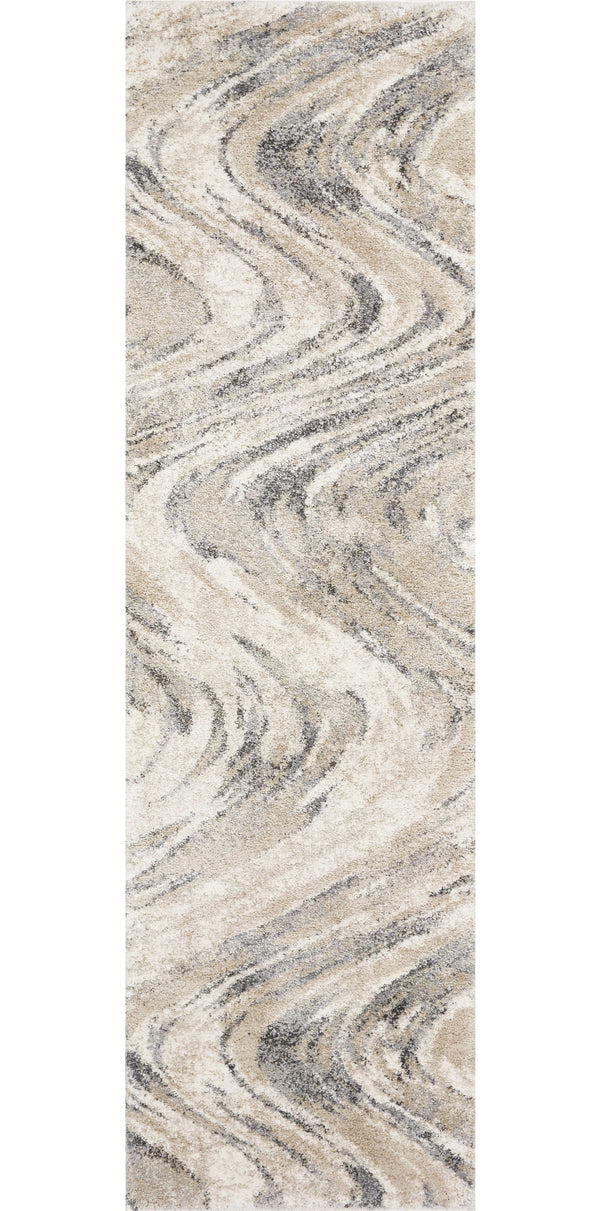Homeroots 7' Natural Abstract Runner Rug  Polypropylene 353876
