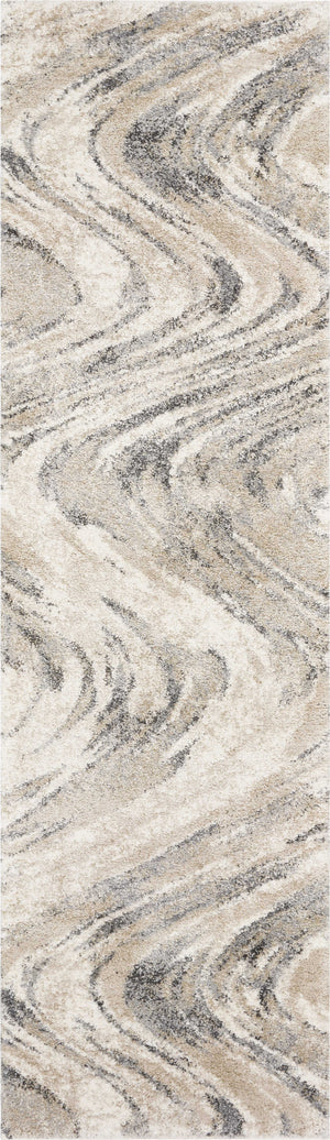 Homeroots 7' Natural Abstract Runner Rug  Polypropylene 353876