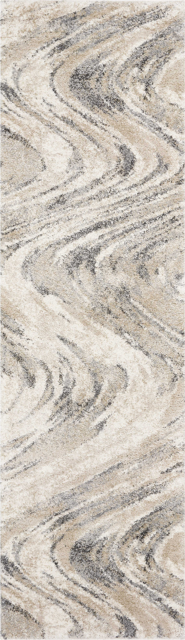 Homeroots 7' Natural Abstract Runner Rug  Polypropylene 353876