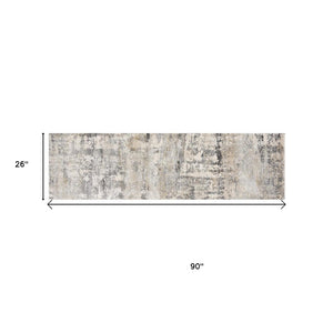 HomeRoots 7' Modern Gray and Tan Abstract Area Rug – Durable, Easy-Care, Stylish Addition for Any Space 7' Runner 353880