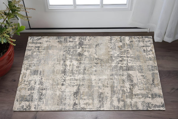 HomeRoots 7' Modern Gray and Tan Abstract Area Rug – Durable, Easy-Care, Stylish Addition for Any Space 3' x 5' 353881
