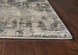 HomeRoots 7' Modern Gray and Tan Abstract Area Rug – Durable, Easy-Care, Stylish Addition for Any Space 3' x 5' 353881