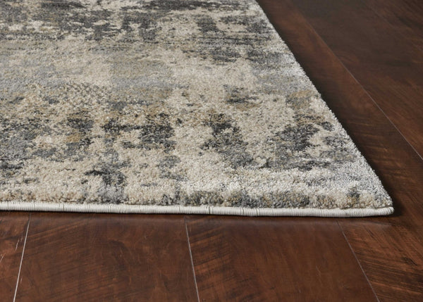 HomeRoots 7' Modern Gray and Tan Abstract Area Rug – Durable, Easy-Care, Stylish Addition for Any Space 3' x 5' 353881