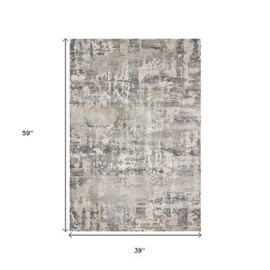 HomeRoots 7' Modern Gray and Tan Abstract Area Rug – Durable, Easy-Care, Stylish Addition for Any Space 3' x 5' 353881