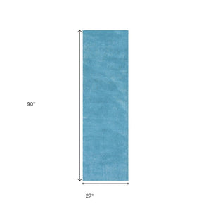 HomeRoots 8' Blue Hand-Woven Round Rug - Artisan Crafted, Durable Polyester, Perfect for Cozy Living Spaces 8' Runner 353882