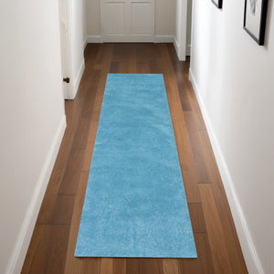 HomeRoots 8' Blue Hand-Woven Round Rug - Artisan Crafted, Durable Polyester, Perfect for Cozy Living Spaces 8' Runner 353882
