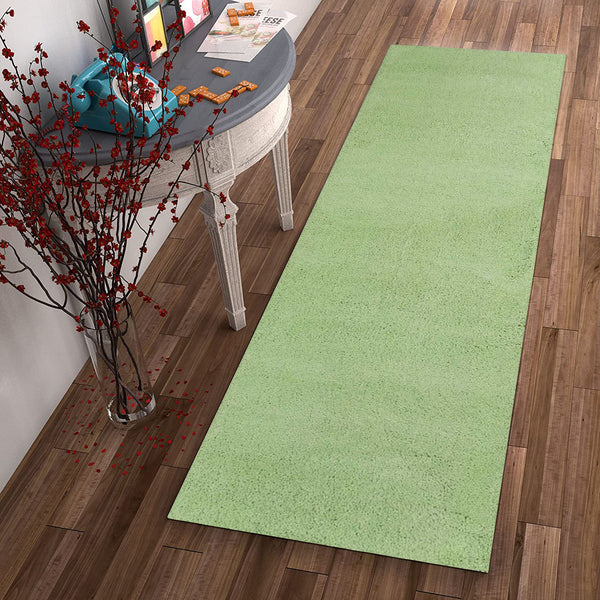 Homeroots 2' X 7' Spearmint Green Plain Runner Rug  Polyester 353883