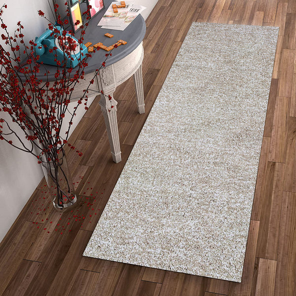 Homeroots 8' Ivory Heather Indoor Shag Runner Rug  Polyester 353884