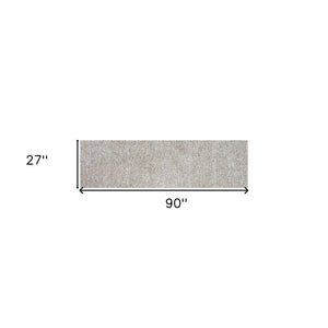 Homeroots 8' Ivory Heather Indoor Shag Runner Rug  Polyester 353884