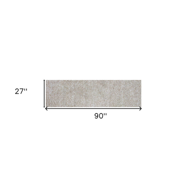Homeroots 8' Ivory Heather Indoor Shag Runner Rug  Polyester 353884