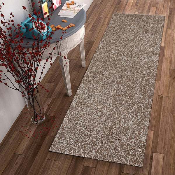 Homeroots 8' Beige Heather Plain Runner Rug  Polyester 353885