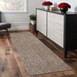HomeRoots 8' Hand-Woven Beige and Brown Abstract Rug - Artisan Crafted, Cozy, Durable, Perfect for Modern Spaces 8' Runner 353885