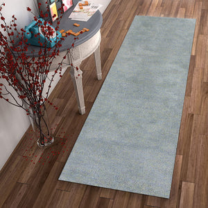 Homeroots 8' Blue Heather Indoor Shag Runner Rug  Polyester 353886