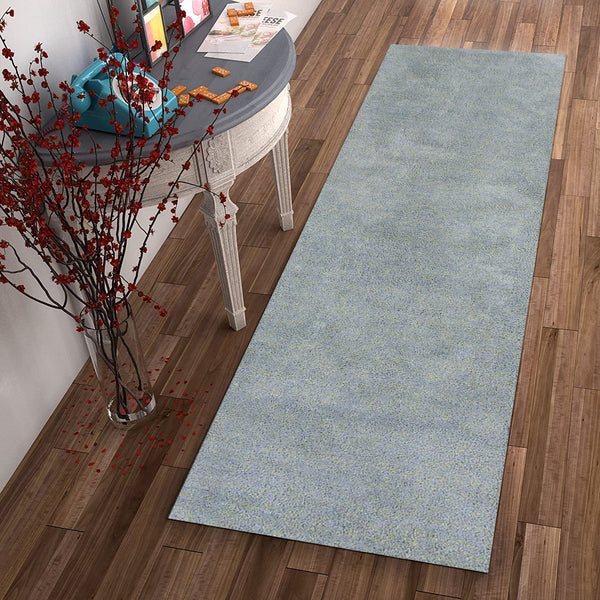 Homeroots 8' Blue Heather Indoor Shag Runner Rug  Polyester 353886