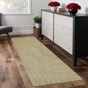 HomeRoots 8' Yellow Hand-Woven Round Rug - Artisan Crafted, Durable Polyester for Stylish Living Spaces 8' Runner 353890