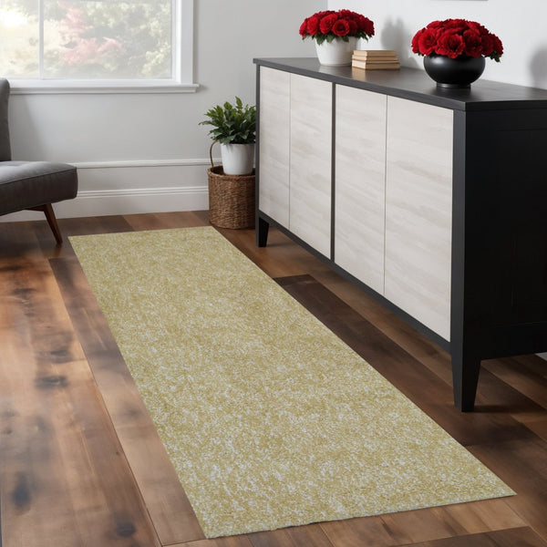 HomeRoots 8' Yellow Hand-Woven Round Rug - Artisan Crafted, Durable Polyester for Stylish Living Spaces 8' Runner 353890