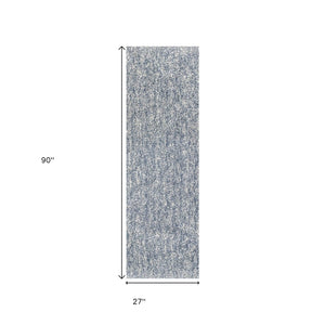 HomeRoots 8' Slate Blue and Ivory Abstract Hand-Woven Round Rug - Modern Elegance for Any Living Space 8' Runner 353891