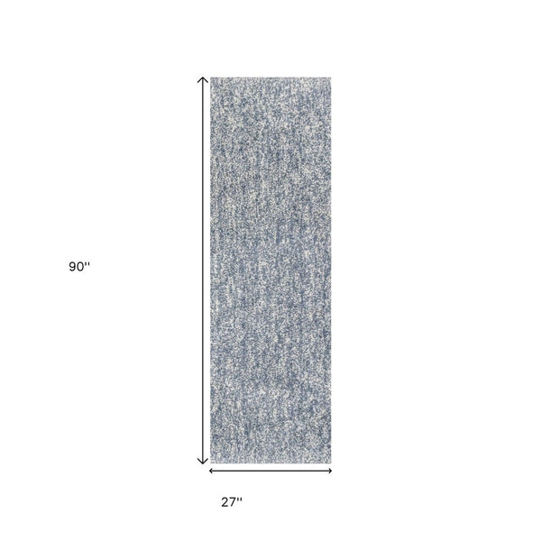 HomeRoots 8' Slate Blue and Ivory Abstract Hand-Woven Round Rug - Modern Elegance for Any Living Space 8' Runner 353891