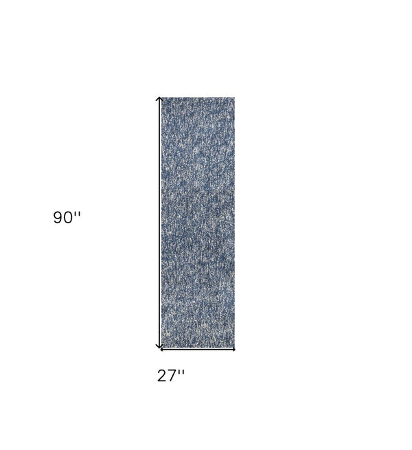 HomeRoots 5' Hand-Woven Indigo and Ivory Abstract Area Rug - Contemporary Design for Modern Spaces 8' Runner 353893