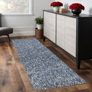 HomeRoots 5' Hand-Woven Indigo and Ivory Abstract Area Rug - Contemporary Design for Modern Spaces 8' Runner 353893