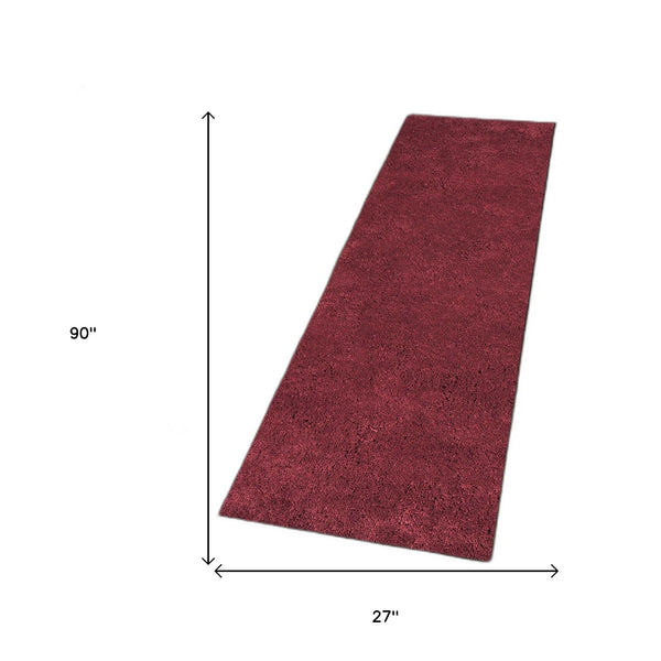 Homeroots 8' Red Plain Runner Rug  Polyester 353897