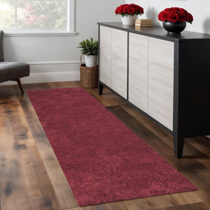 HomeRoots 8' Hand-Woven Red Round Rug - Artisan-Crafted Soft Polyester for Warmth, Durability, and Style 8' Runner 353897