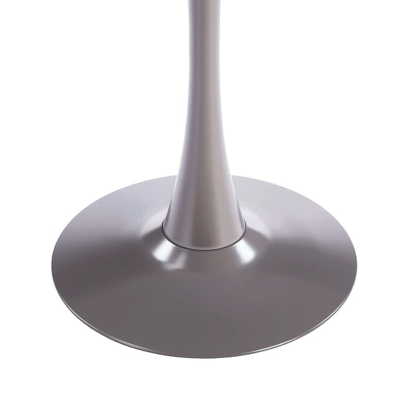English Elm 31.5" Round Mdf Pedestal Dining Table Mid-century Modern Sculpted Base Seats Four Grey W234P405191