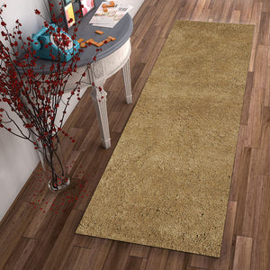Homeroots 8' Gold Indoor Shag Runner Rug  Polyester 353900