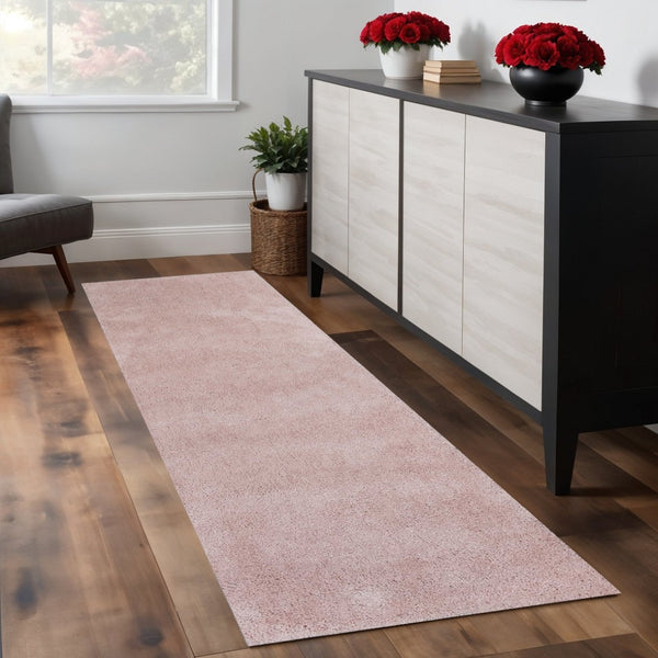 HomeRoots 8' Hand-Woven Pink Round Rug - Artisanal Charm, Soft Polyester, Durable & Stylish for Any Space 8' Runner 353904