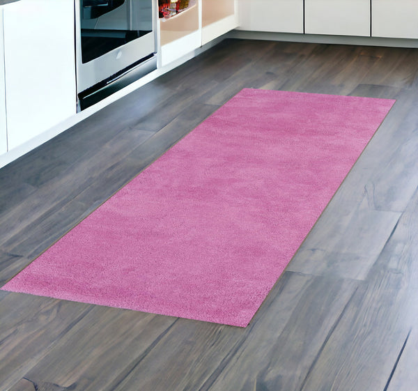 Homeroots 8' Hot Pink Plain Runner Rug  Polyester 353905