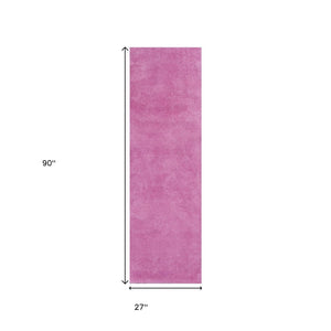 HomeRoots 8' Hot Pink Hand-Woven Round Rug - Vibrant Artisan-Made Design for Stylish Warmth and Comfort 8' Runner 353905