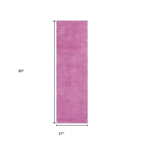 HomeRoots 8' Hot Pink Hand-Woven Round Rug - Vibrant Artisan-Made Design for Stylish Warmth and Comfort 8' Runner 353905