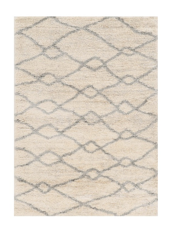 Homeroots 4' X 6' Ivory Grey Machine Woven Chain Link Indoor Area Rug  Polypropylene 353906