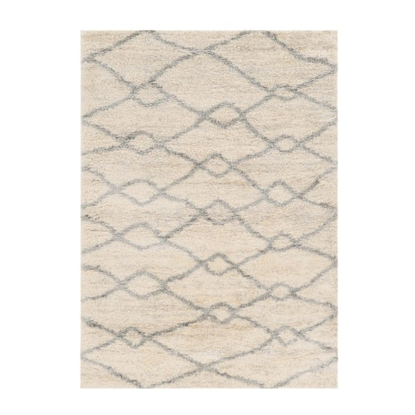 HomeRoots 5' Elegant Ivory and Gray Chain Area Rug - Durable, Stain-Resistant Design for Modern Spaces 4' X 6' 353906