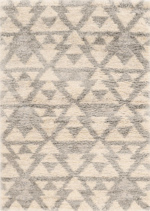 HomeRoots 5' Ivory and Gray Geometric Area Rug - Modern, Durable, Stain-Resistant Design for High-Traffic Spaces 4' X 6' 353907