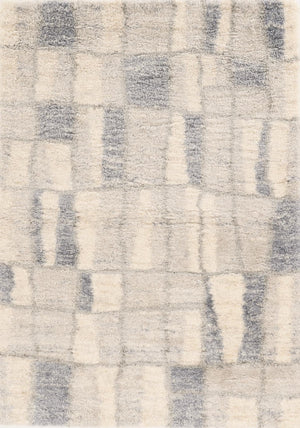 HomeRoots 9' Ivory and Blue Abstract Geometric Area Rug – Modern Elegance for Large Spaces, Durable Comfort 4' X 6' 353908