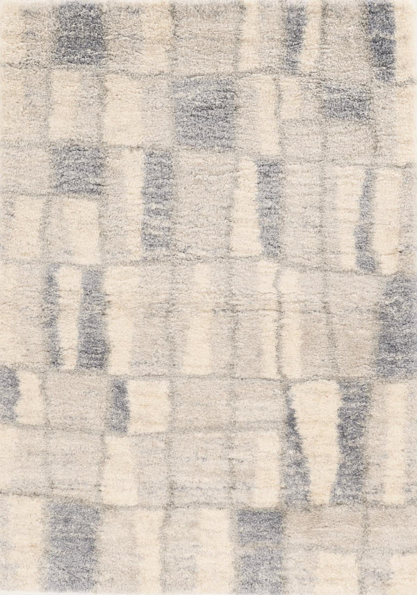 HomeRoots 9' Ivory and Blue Abstract Geometric Area Rug – Modern Elegance for Large Spaces, Durable Comfort 4' X 6' 353908
