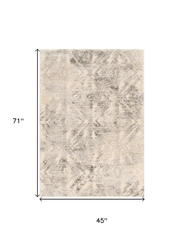 HomeRoots 7' Modern Gray and Ivory Diamond Area Rug - Durable, Stylish Design for Any Decor Style, 94" x 118" 4' X 6' 353909