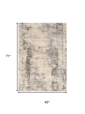 HomeRoots 8' Modern Ivory and Blue Abstract Area Rug - Durable, Stain-Resistant Design for Stylish Living Spaces 4' X 6' 353910
