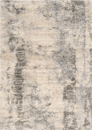 HomeRoots 8' Modern Ivory and Blue Abstract Area Rug - Durable, Stain-Resistant Design for Stylish Living Spaces 4' X 6' 353910