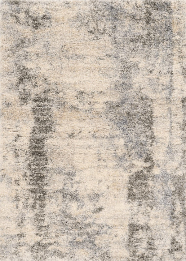 HomeRoots 8' Modern Ivory and Blue Abstract Area Rug - Durable, Stain-Resistant Design for Stylish Living Spaces 4' X 6' 353910