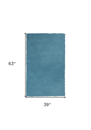HomeRoots 8' Blue Hand-Woven Round Rug - Artisan Crafted, Durable Polyester, Perfect for Cozy Living Spaces 3' X 5' 353912