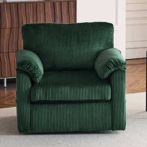 English Elm 33 Inch Oversized Swivel Corduroy Lounge Chair with Plush Chenille Cushioning and Support Springs Green W1829P265011