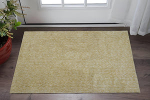 HomeRoots 8' Yellow Hand-Woven Round Rug - Artisan Crafted, Durable Polyester for Stylish Living Spaces 3' X 5' 353920