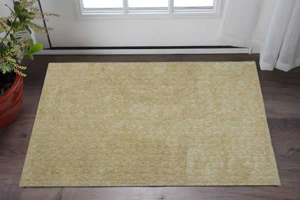 HomeRoots 8' Yellow Hand-Woven Round Rug - Artisan Crafted, Durable Polyester for Stylish Living Spaces 3' X 5' 353920